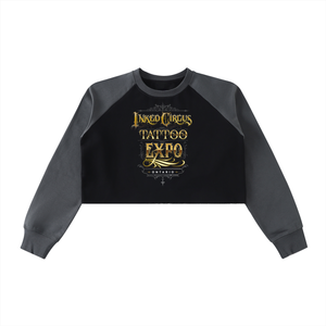 THE RAGLAN FT CROP - Raw-Hem Color-Block Raglan Crop Sweatshirt