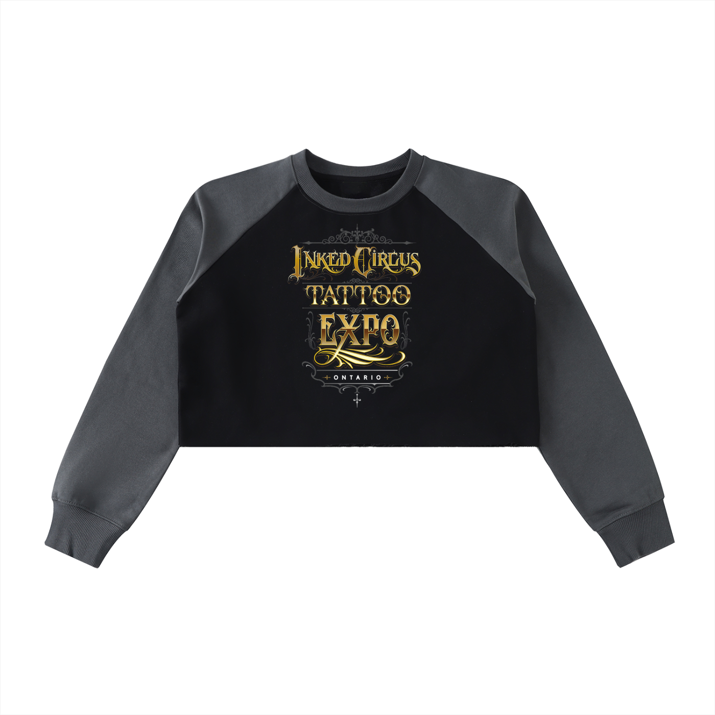 THE RAGLAN FT CROP - Raw-Hem Color-Block Raglan Crop Sweatshirt