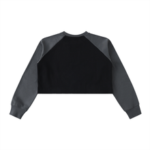Load image into Gallery viewer, THE RAGLAN FT CROP - Raw-Hem Color-Block Raglan Crop Sweatshirt