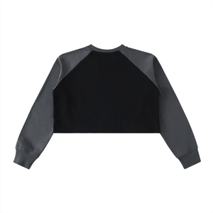 THE RAGLAN FT CROP - Raw-Hem Color-Block Raglan Crop Sweatshirt